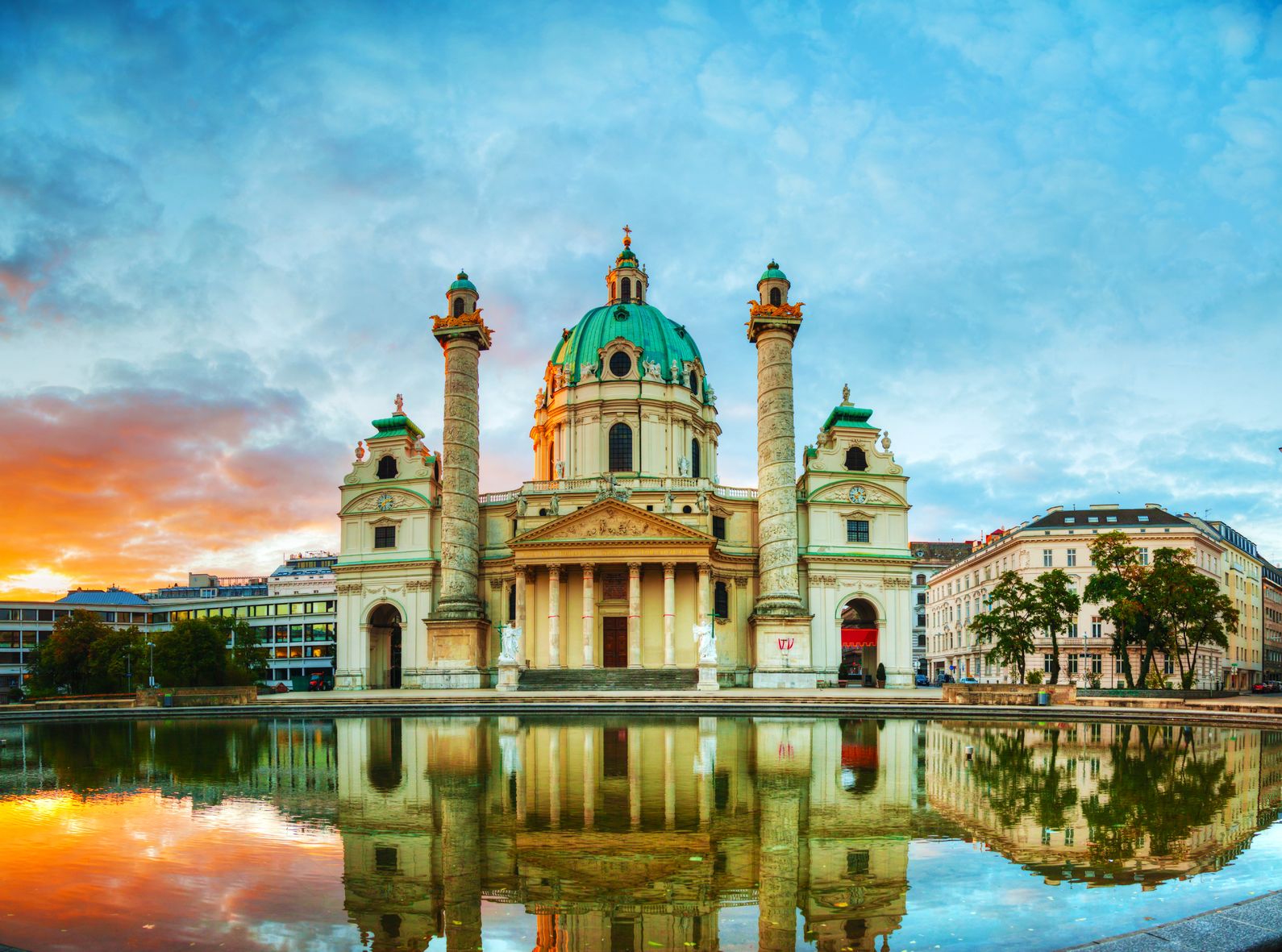 18099484 - karlskirche in vienna, austria in the morning at sunrise