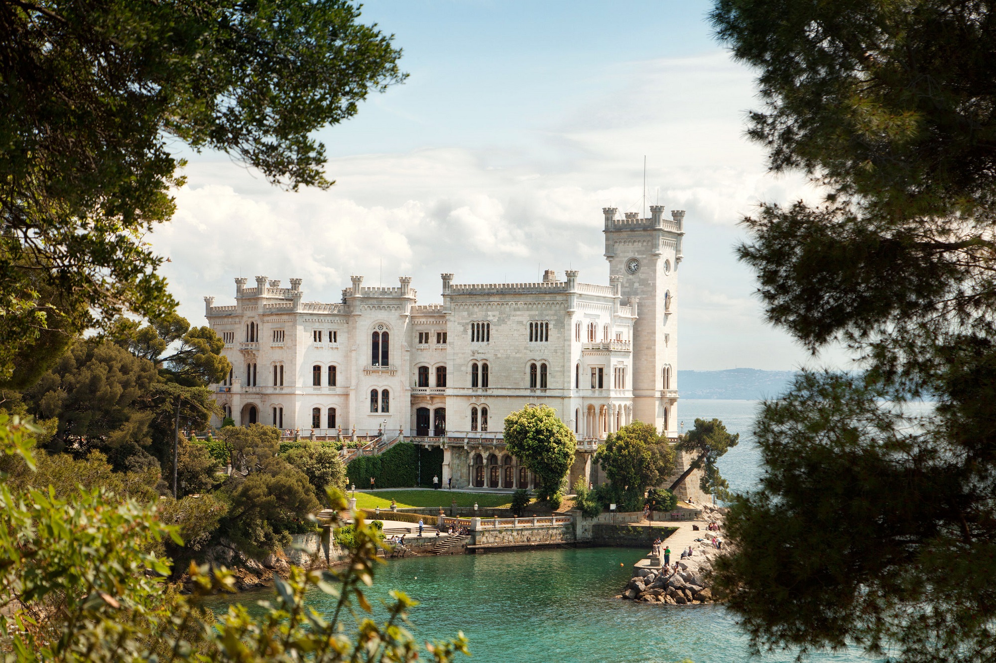 43485258 - back view of miramare castle, trieste, italy